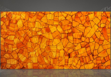 Calcite Orange With Gold - Backlit