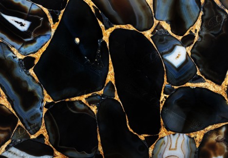 Agate Umbra With Gold - Detail